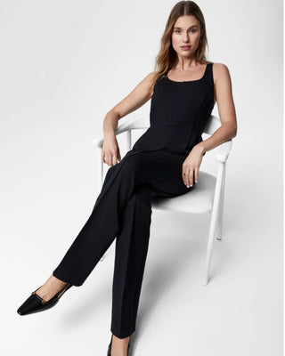 Ponte Corset Barrel Leg Jumpsuit - Black