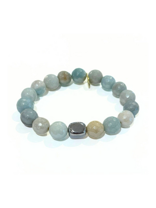 10mm Mystic Amazonite Bracelet + Hematite Bean Center