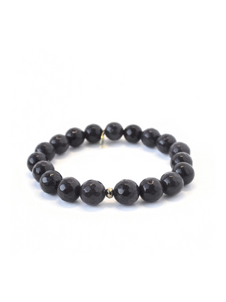 10mm Navy Goldstone Bracelet + Gold Sparkle Bead