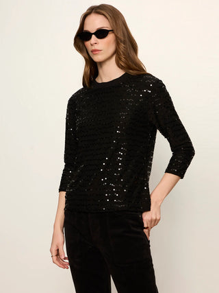 3/4 Sequin Mode Tee Black