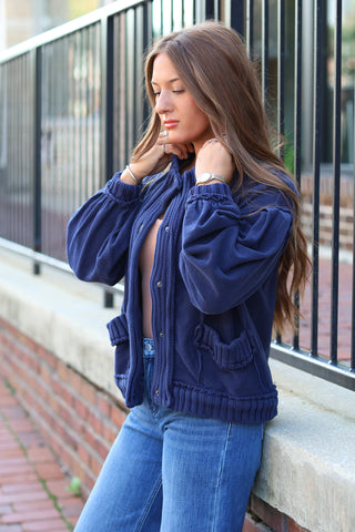 The Collins Knit Cardi Jacket Navy