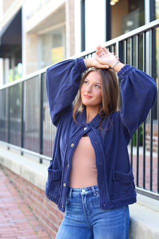 The Collins Knit Cardi Jacket Navy