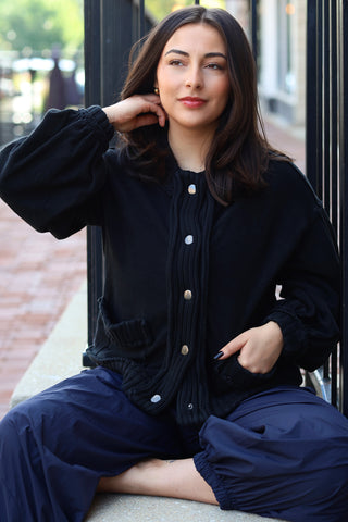 The Collins Knit Cardi Jacket Black