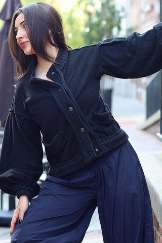 The Collins Knit Cardi Jacket Black