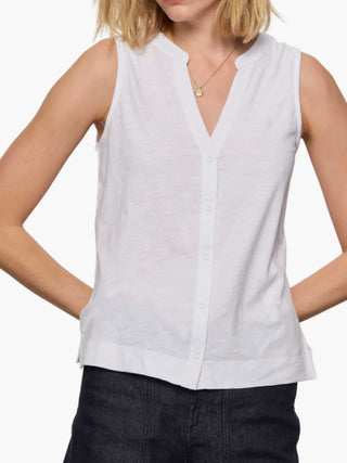 All Set Button Tank - White