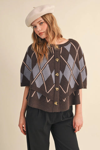 Argyle Cape Button Down Brown