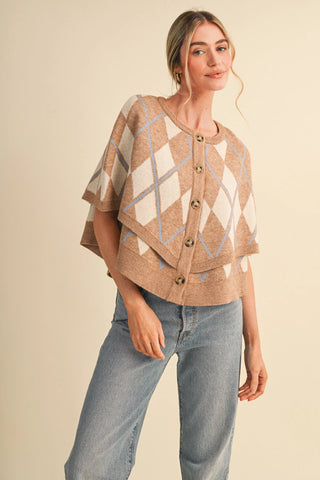 Argyle Cape Button Down Cream