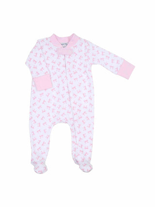 Baby Bows Zipper Footie