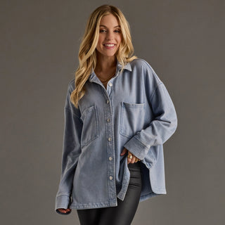 Blue Super Soft Button Up