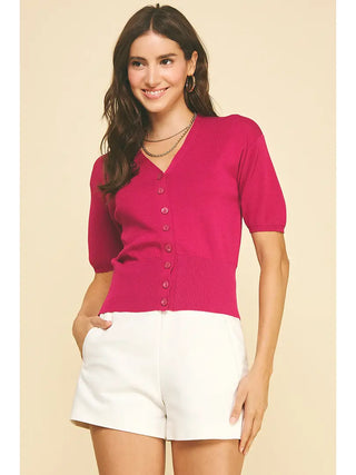 Bold Berry Knit Cardigan