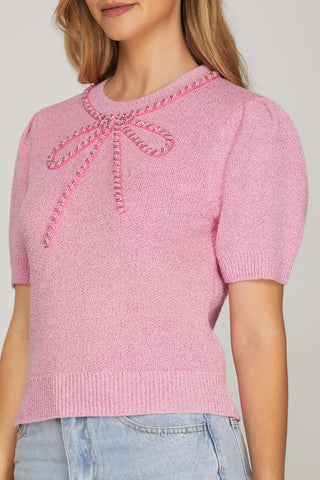 Bow-y Cute Sweater Pink
