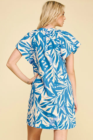 Bright Blue Botanical Dress