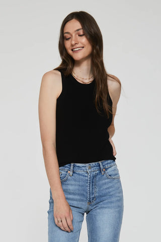 Cora Sleeveless Rib Tank - Black