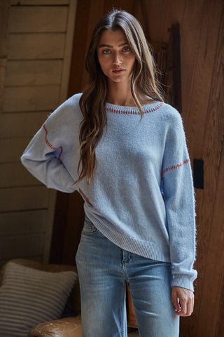 Cutie Contrast Stitch Sweater
