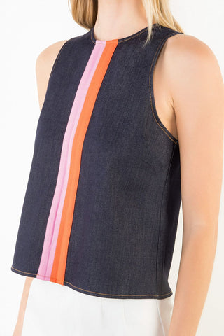 Denim Blue Stripe Top
