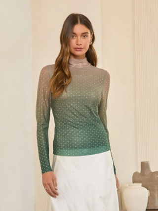 Embellished Mesh Mock Green