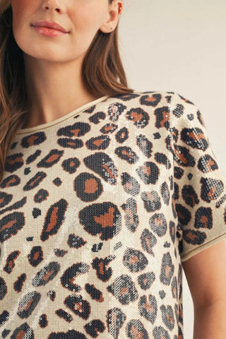 Fancy Cheetah Sequin Top