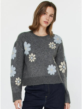 Flower Motif Spring Sweater