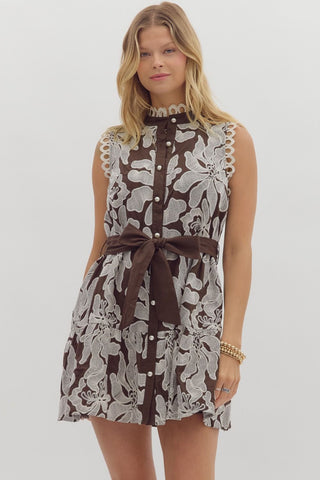 Fun in Floral Brown Dress