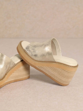 Gold Peep Toe Wedge