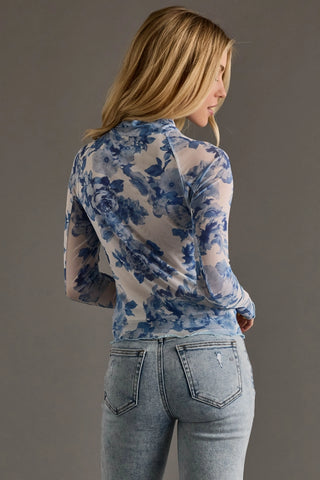 Good Mash Up Floral Top Blue/White