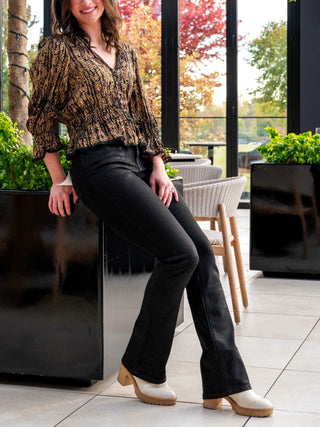 High Rise Black Coated Boot Cut