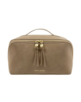 Katie Loxton Soho Medium Makeup Bag - Taupe Suede