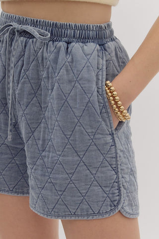 Keen on You Denim Quilt Shorts