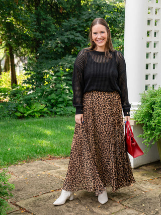 Leslie Pleated Leopard Skirt