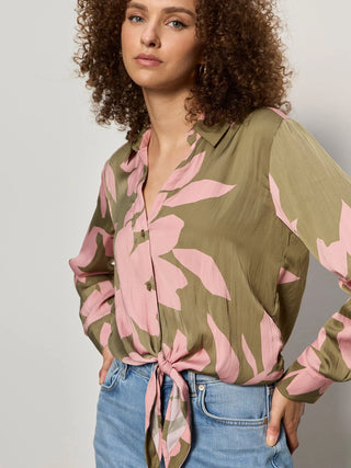 Love Tie Front Shirt in Pink Silhouette