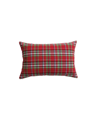Lumbar Pillow with Plaid Pattern