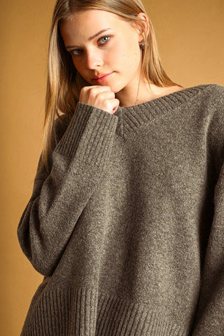 Mocha Long Sleeve Sweater Top