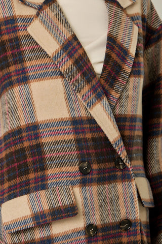 Multi Plaid Long Coat Ginger
