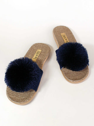Navy Pom-Pom Shoe