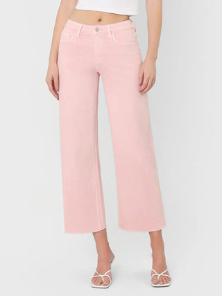 Pale Lilac High Rise Crop Wide Leg