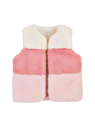 Pink Color Block Fur Vest