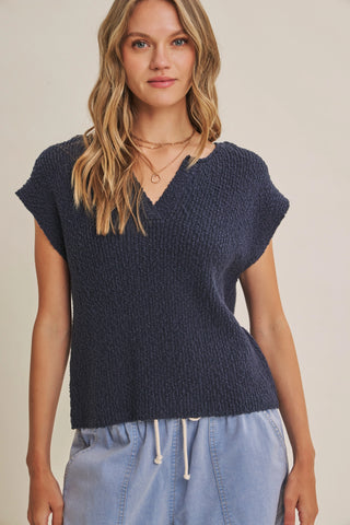 Relaxed Slub Sweater Navy