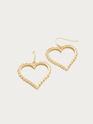 Scalloped Heart Earrings Gold