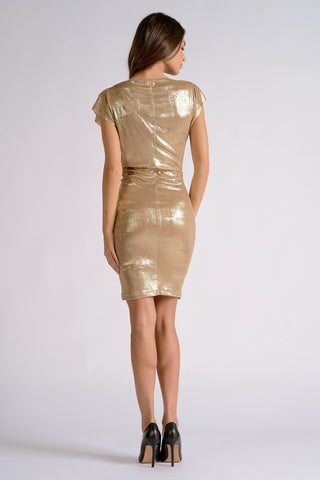Shimmer Gold Cap Sleeve Dress