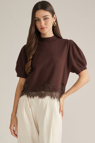 Sweet Lace Brown Top