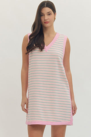 Tatum Pink V-Neck Dress