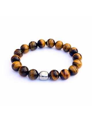 Tiger Eye Bracelet with Hematite Center Stone