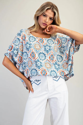 Tile Indigo Garden Blouse