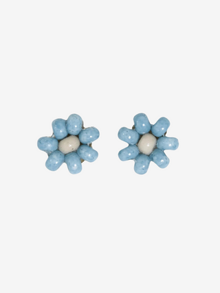 Tina Flower Stud Earrings - Light Blue