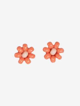 Tina Flower Stud Earrings - Coral