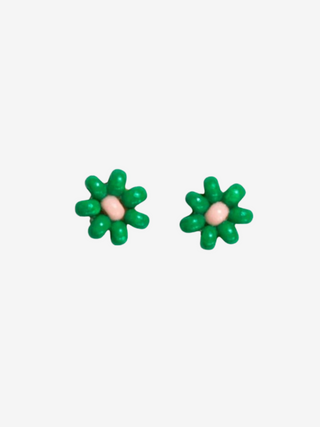 Tina Flower Stud Earrings - Kelly Green