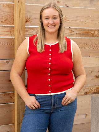 Tomato Button Down Vest