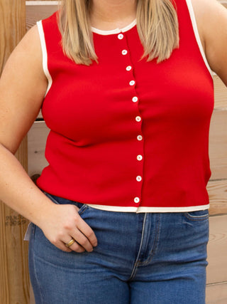 Tomato Button Down Vest