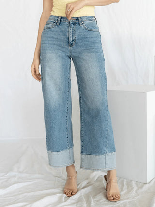 Two Toned Hem Slim Wide Leg
