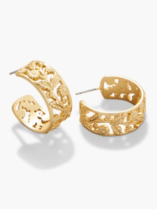 Vine Hoop Earrings Gold